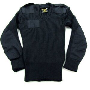 VINTAGE Citadel Sweater Size 38 Black 100% Virgin Wool Made In England Military